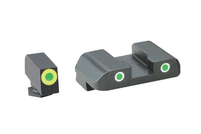 Tritium Front/Rear Combo Sights Green Dot White Outline Rear and Green Dot LumiLime Outline Front For Glock 20-41
