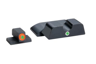 Pro i-dot Set For S&W Shield Front ProGlo Green Tritium With Orange Outline Single Dot Green Rear Sight