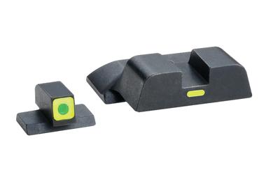 CAP Tritium Sight Set S&W Shield Green Front With Lumi-Lime Square Outline Green Lumi-Lime Rear Horizontal Line