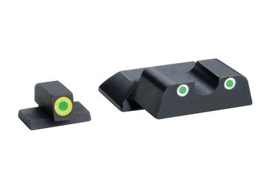 Tritium Front/Rear Combo Sights Green Dot White Outline Rear and Green Dot LumiLime Outline Front For S&W Shield