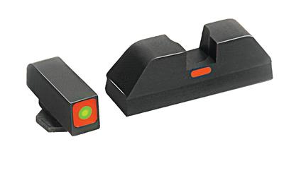 CAP Tritium Sight Set Glock 17/19/22 Green Front With Orange Square Outline Orange Rear Horizontal Line