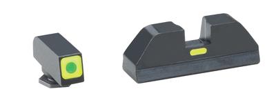 T-CAP Tritium Sight Set Glock 17/19/22 Green Front With Lumi-Lime Square Outline Green Rear Horizontal Line