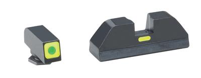 CAP Tritium Sight Set Glock 42 Green Front With Lumi-Lime Square Outline Green Lumi-Lime Rear Horizontal Line