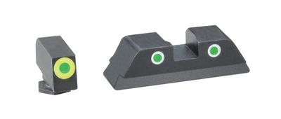 Tritium Front/Rear Combo Sights Green Dot White Outline Rear and Green Dot LumiLime Outline Front For Glock 42