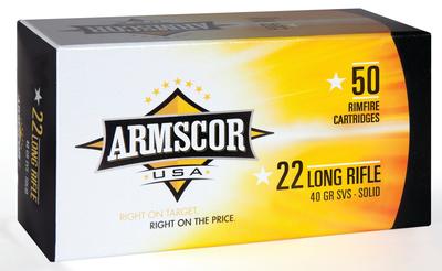 Rimfire Ammunition .22 Long Rifle Standard Velocity 40 Grain Grain Soft Point Made in the Philippines