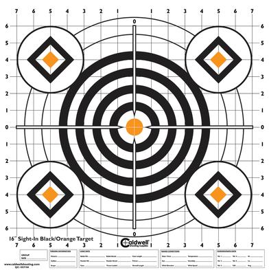 Caldwell High-Contrast Sight-In Paper Targets Bullseye/Diamonds Black/Orange 16x16 Inch 10 Per Package