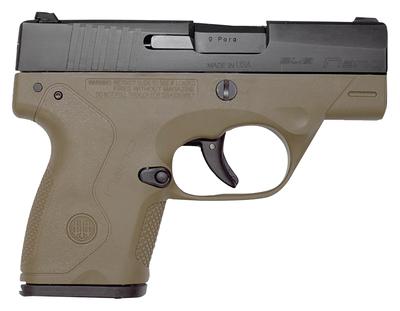 Nano 9mm Caliber 3.07 Inch Barrel 3 Dot Low Profile Sights Pronox Slide Flat Dark Earth Finish 6 Round