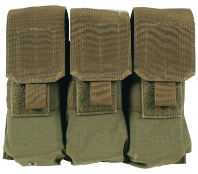 S.T.R.I.K.E. M4/M16 Triple Magazine Pouch MOLLE Mount 500D Ripstop Holds 6 Black