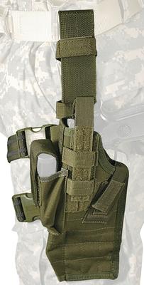 Omega IV Elite Drop Leg Thigh Holster With Quick Release Olive Drab Left Hand For Sig 226/228 and Glock 17/19/22/23/27