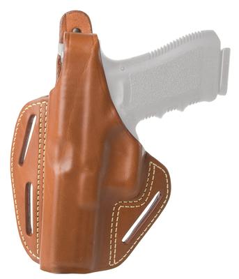 Three Slot Leather Pancake Holster Brown Left Hand For Glock 17/22/31