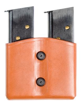 CQC Leather Dual Magazine Pouch Single Stack Brown