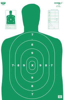 B-27 Eze-Scorer Green Silhouette Paper Target 23x35 Inch 100 Per Case
