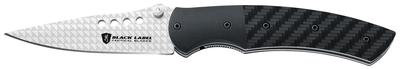 Black Label Sliver Carbon Fiber Tactical Folding Knife 3 Inch Spear Point Blade Black Handle Boxed