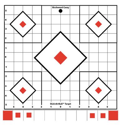 Stick-A-Bull Self-Adhesive Sight-In Targets 12x12 Inch 5 Per Pack With 55 Pasters