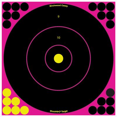 Shoot-N-C Pink Reactive Target 12 Inch Bullseye 12 Per Package