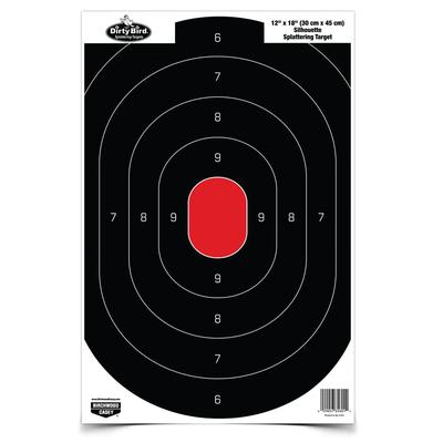 Dirty Bird Paper Silhouette Target Black/Red 12x18 Inch 100 Per Package
