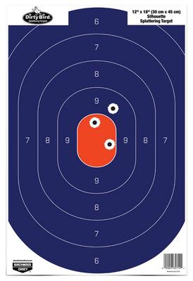 Dirty Bird Paper Silhouette Target Blue/Orange 12x18 Inch 100 Per Package