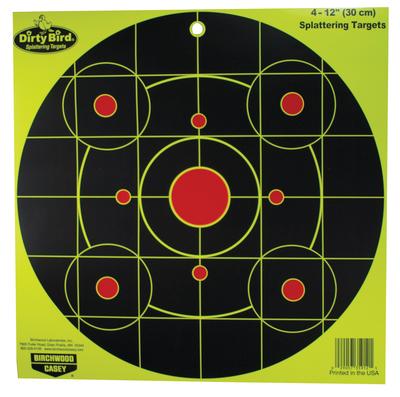 Dirty Bird Bull's Eye Yellow 12 Inch Round Sight-In 4 Per Package
