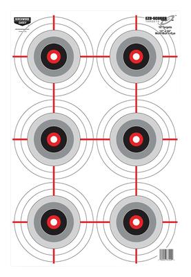 Eze-Scorer Multiple Bullseyes Paper Target Six Per Sheet 12x18 Inch 100 Sheets Per Package