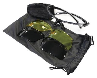 Covert Shooting Glasses With 3 Interchangeable Lens Plus Storage Bag
