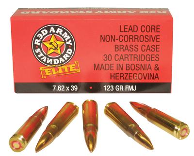 Red Army Standard Ammunition Bosnia Mfg. 7.62x39mm 123 Grain Full Metal Jacket 1080 Rounds Per Case