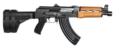 PAP AK Style M92 PV Pistol Combo 7.62x39mm 10 Inch Barrel Hinged Top Cover With Krinkov Muzzle Brake and SB47 Brace 30 Round