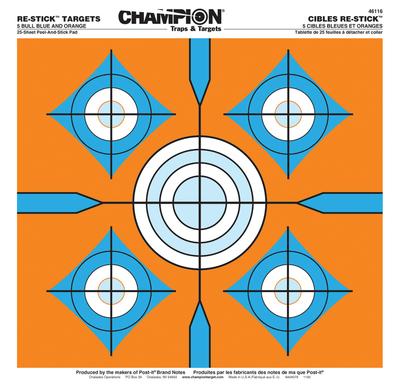 Re-Stick Targets 5-Bull Blue And Orange 14.5x14.5 Inch 25 Per Pad