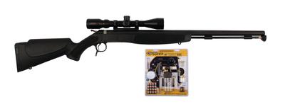 Optima v2 Outfit .50 Caliber 26 Inch Blue Barrel Black Stock KonusPro 3-9x40mm Scope and Many Accessories