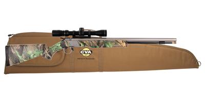 Wolf 209 Muzzleloader .50 Caliber 24 Inch Stainless Steel Barrel Ambidextrous Composite Stock Realtree Hardwoods Green Finish With KonusShot 3-9x32mm Scope and Padded Soft Case