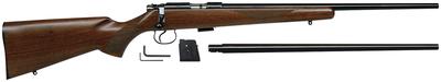 Model 455 American Combo .22 Long Rifle/.17 HMR Two 20.5 Inch Barrels Blue Finish American Walnut Stock 5 Round Plus Tools To Convert Between Calibers