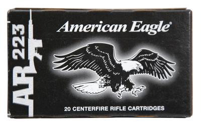 American Eagle .223 Remington 55 Grain Full Metal Jacket Boattail 20 Per Box - No Divider