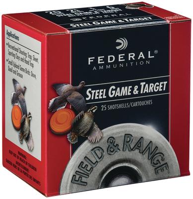 Field and Range Steel 20 Gauge 2.75 Inch 1425 FPS .75 Ounce 6 Shot 25 Per Box
