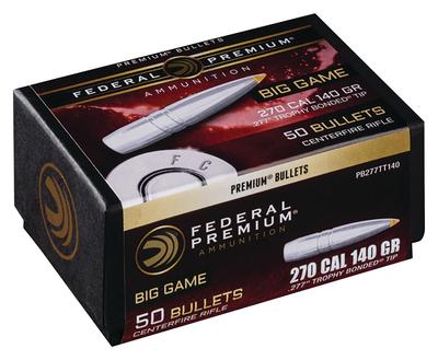 Trophy Bonded Tip Rifle Bullets .270 Caliber .277 Diameter 140 Grain Trophy Bonded Tip CB 50 Per Box