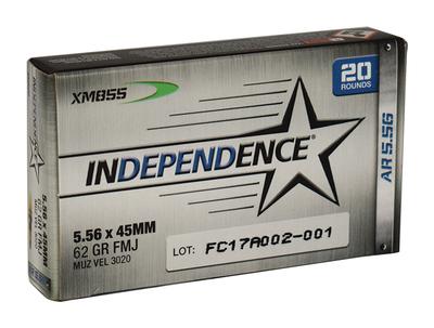 Federal Independence Ball 5.56mm 62 Grain Full Metal Jacket Boattail
