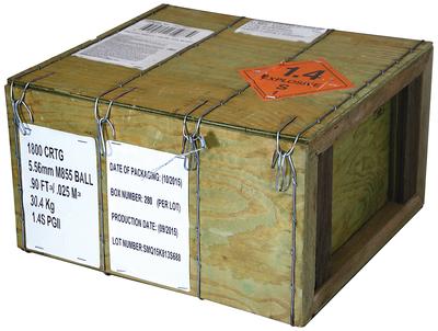 M855 Military Cans and Crate 5.56mm NATO 62 Grain Full Metal Jacket Boattail 1800 Rounds Per Crate