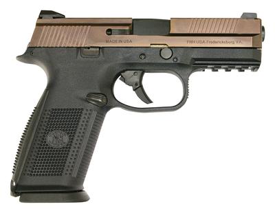 FNS-NMS 9mm 4 Inch Barrel Black With Oiled Bronze Slide Fixed Sights Non-Manual Safety 17 Round