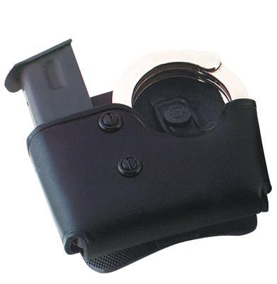 Cop Magazine/Cuff Paddle Carrier For .357/.40/9mm Staggered Metal/Polymer Black Ambidextrous
