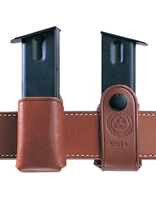 S.M.C. Leather Magazine Carrier .357/.40/9mm Staggered Metal Tan Ambidextrous