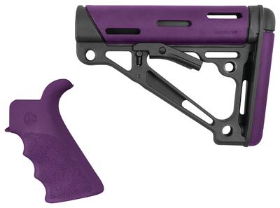 AR-15/M16 Collapsible Buttstock Kit With Finger Groove Beavertail Grip Purple