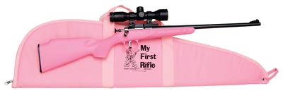 Model 220 Youth Package With Lock .22 Long Rifle 16.125 Inch Barrel Blue Finish Pink Synthetic Stock Single Shot Includes Mount/Scope/Case