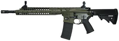 IC-A5 Rifle 5.56mm NATO 14.7 Inch Threaded Spiral Fluted Barrel 1/2x28 TPI With Permanently Attached Flash Hider (16.1 Inches Total)  LWRCI Adjustable Compact Stock OD Green 30 Round