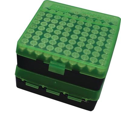 P-100 Fliptop Box .45 ACP/10mm/.40 S&W/.41 AE Clear Green/Black