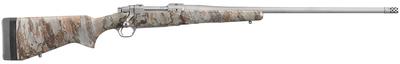 Hawkeye FTW Hunter .375 Ruger 22 Inch Threaded Barrel 5/8-18 TPI Hawkeye Matte Stainless Finish Hinged Floorplate Magazine Laminate Wood Stock With Natural Gear Camo Finish 3 Rounds