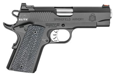 Model 1911 Range Officer Elite Compact with Bag .45 ACP 4 Inch Bull Barrel Fiber Optic Front Sight Ambidextrous Safety G-10 Grips Black-T Slide/Frame Finish 6 Round