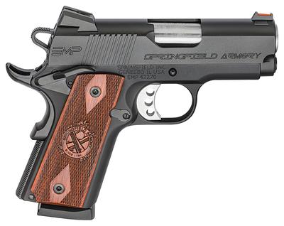 Model 1911 EMP Compact 9mm 3 Inch Stainless Steel Barrel Fiber Optic Front Sight Steel Slide Armory Kote Finish Aluminum Alloy Frame Cocobolo Grips 9 Round