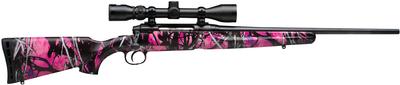 Axis XP Youth Package 7mm-08 Remington 20 Inch Barrel Matte Black Finish Synthetic Stock Muddy Girl Camouflage Finish 4 Rounds Includes 3-9x40mm Riflescope Mounted