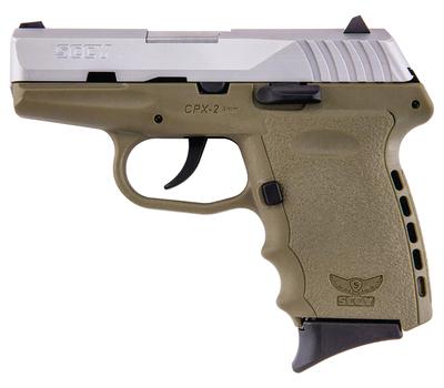 CPX-2 Without Manual Safety 9mm Caliber 3.1 Inch Barrel Natural Satin Stainless Steel Slide Finish Dark Earth Frame 10 Round