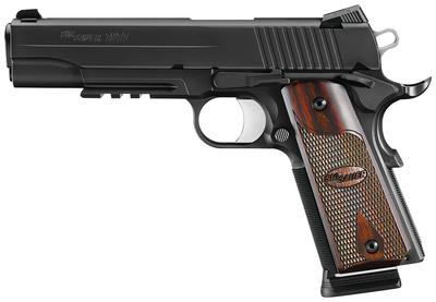 1911 Full Size With Accessory Rail .45 ACP 5 Inch Barrel Night Sights Black Nitron Slide Finish Wood Grips 8 Round - CA Compliant