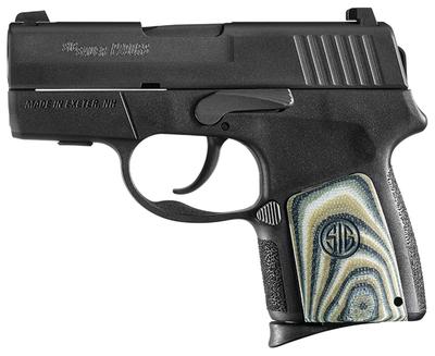 P290 RS Enhanced Re-Strike 9mm 2.9 Inch Barrel Siglite Night Sights Black Nitron Finish Green/Black G-10 Grips 8 Round