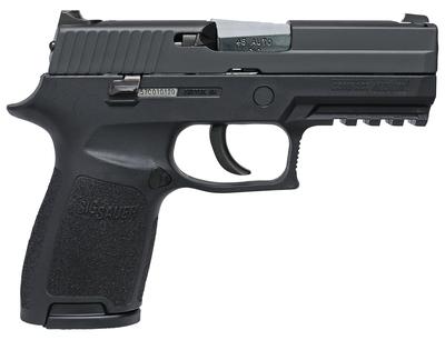 P320 Compact Striker .45 ACP 3.9 Inch Barrel Contrast Sights Black Nitron Slide Finish 9 Round